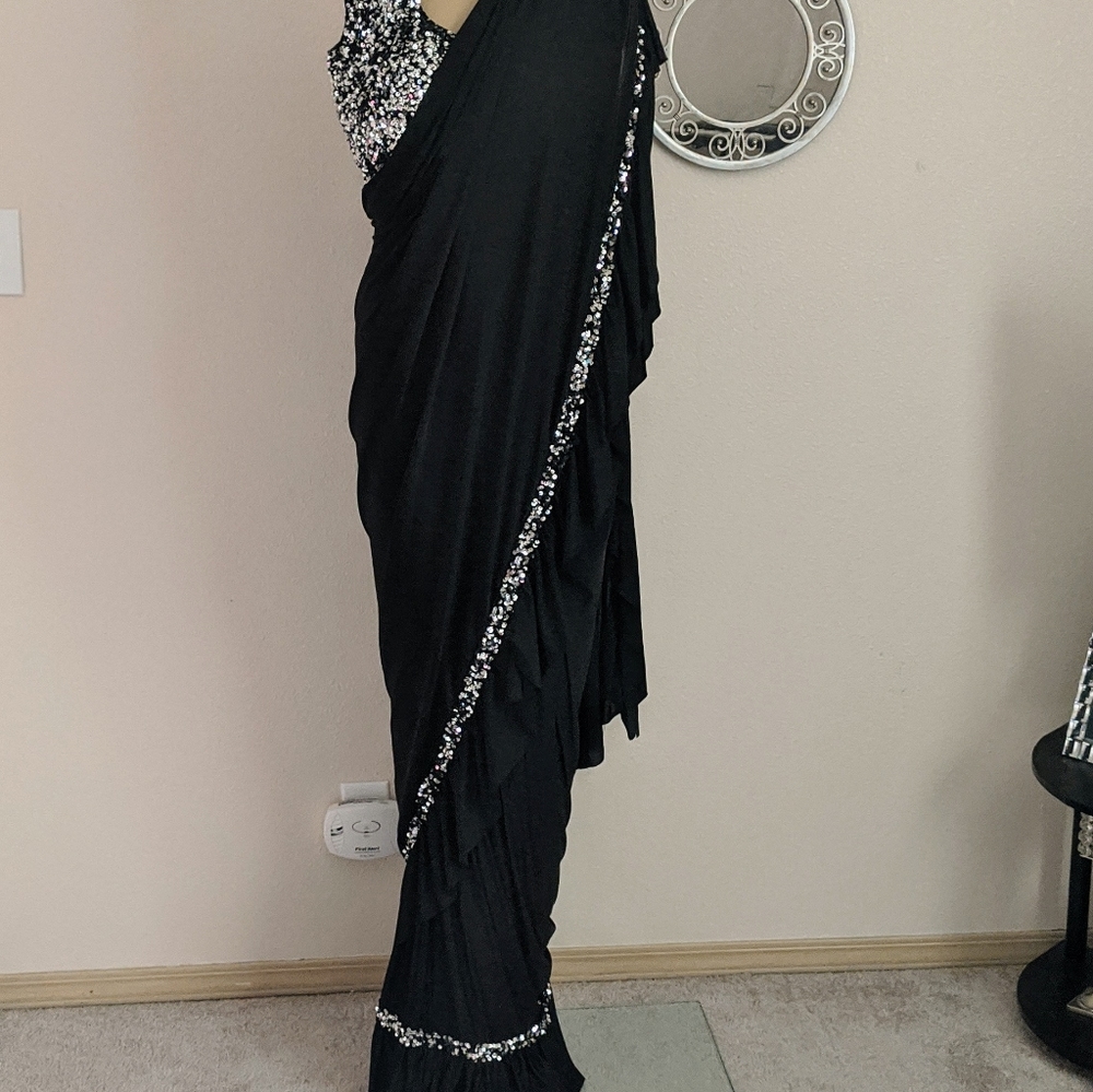 Ready to wear 1 minute ruffle sari Indian dress